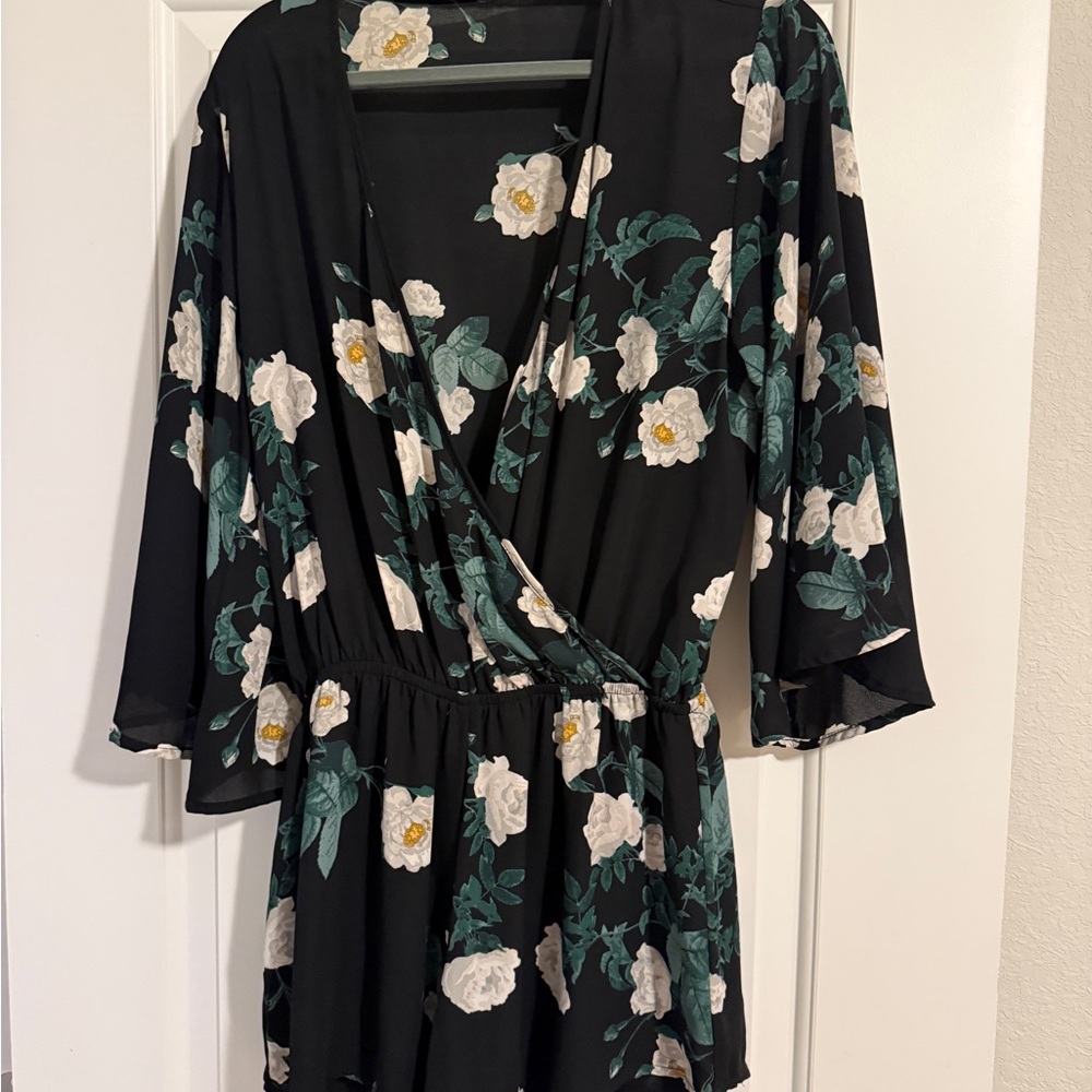Floral Black Romper
